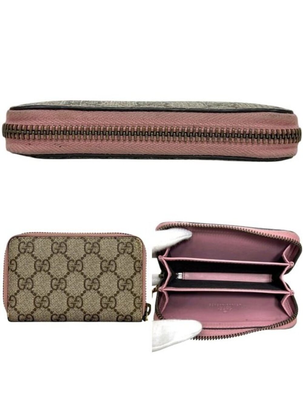 Gucci Coin Purse Wallet Pearl Charm GG Supreme Canvas Beige - Picture 2 of 10
